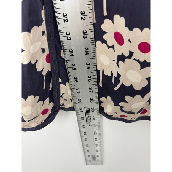 Boden Notting Hill Silk Dress Floral Print Navy Cream Magenta Size 8 Long Retro - Picture 7 of 9